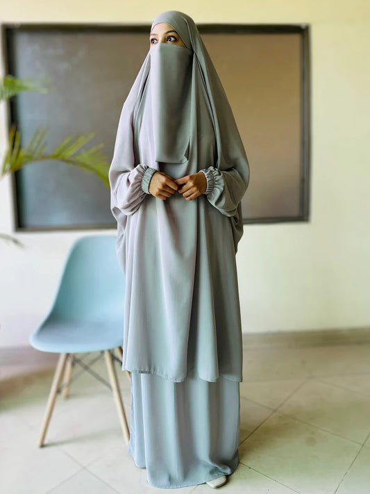 Alma Jilbab Set (Grey - Color)