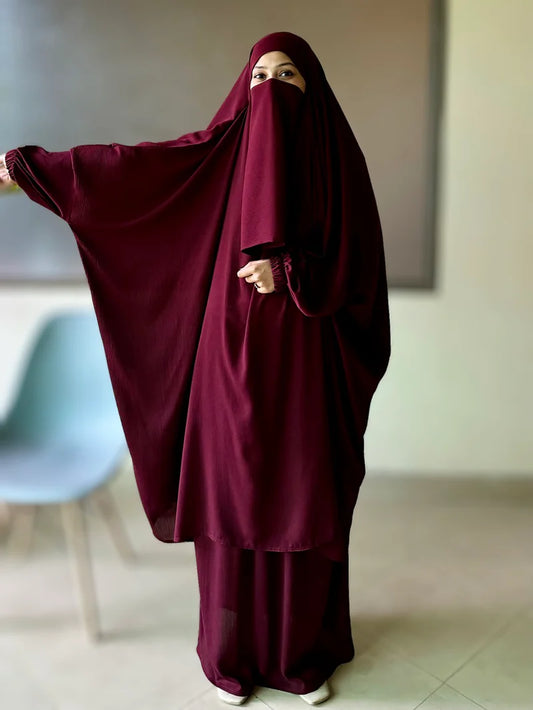 Alma Jilbab Set (Maroon - Color)