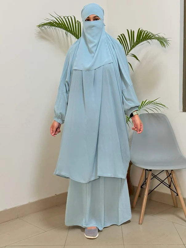 Alma Jilbab Set (Baby Blue - Color)