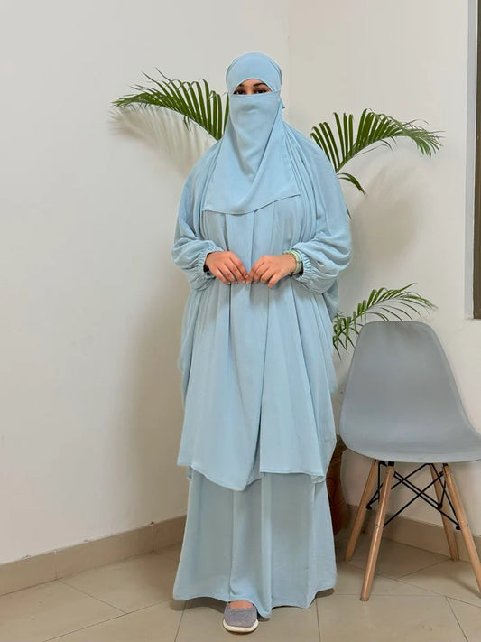 Alma Jilbab Set (Baby Blue - Color)